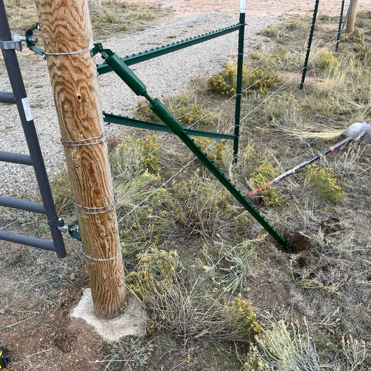 Fully Adjustable Gate Post Side Brace – T-Post or Wood Post Support